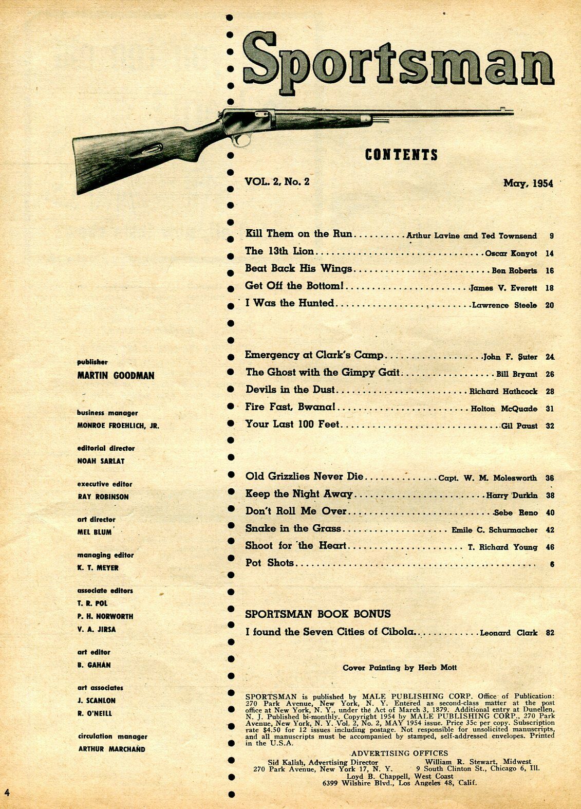 Sportsman March 1954KUNSTLER ARTRATTLE SNAKESATLAS FN Comic