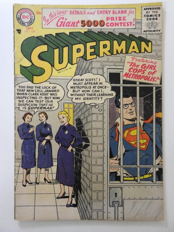 Superman #108 (1956) The Girl Cops of Metropolis! Sharp VG Condition!