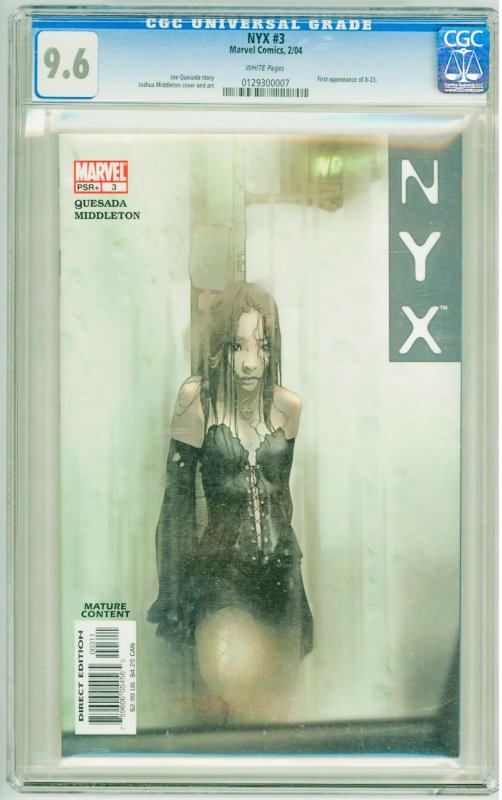 NYX #3 (2004) CGC 9.6! 1st App of X-23! small crack bottom of slab