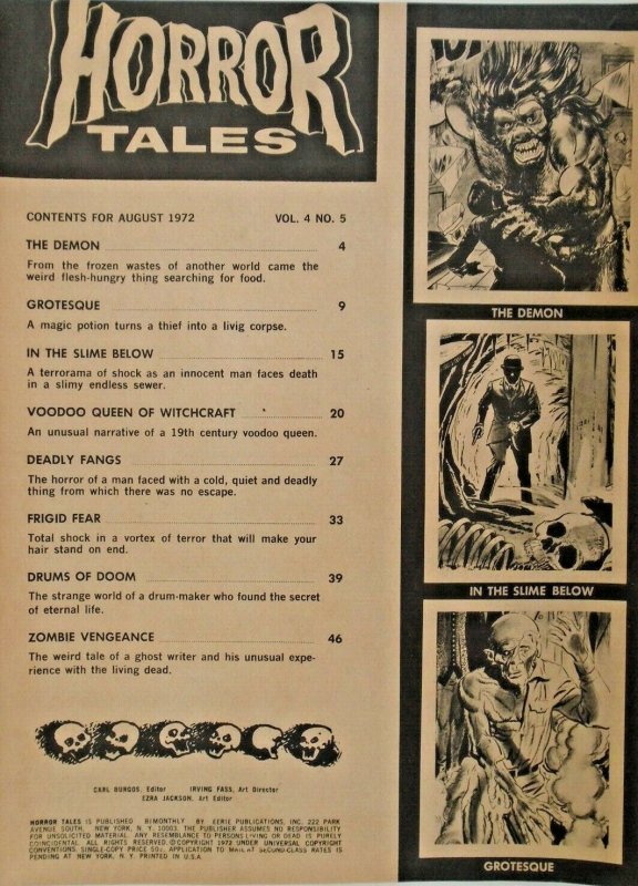 mm Horror Tales (1969) v4 #5vf Glossy Cover. Rare.