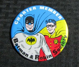 1966 BATMAN & ROBIN SOCIETY Charter Member 3.5 Pin Pinback VF 8.0
