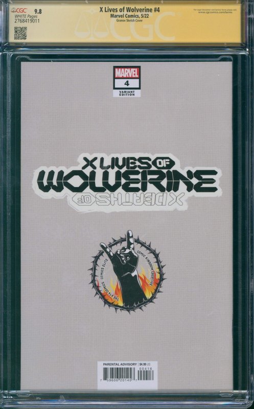 2x X Lives of Wolverine #4 CGC 9.8 Granov Sketch Cover & Granov Virgin Edition