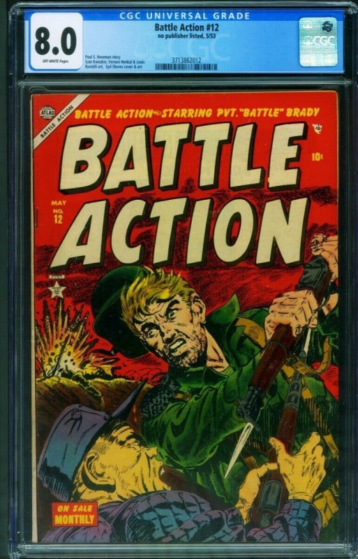 Battle Action #12 CGC 8.0 1953-Atlas war comic-Highest Graded 3713862012