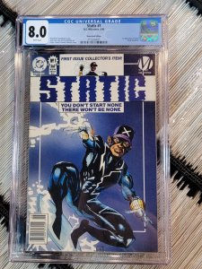 CGC 8.0 Static #1 Comic Book 1993 DC First Appearance of Static Virgil Hawkins