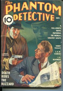 PULP:  Phantom Detective 11/1936-Thrilling-hero pulp-crime-mystery- Blizzard-...