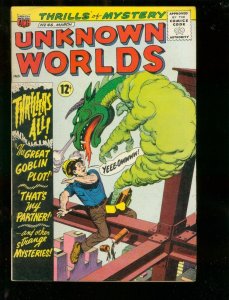 UNKNOWN WORLDS #46 1966-WILD DRAGON HORROR COVER FN