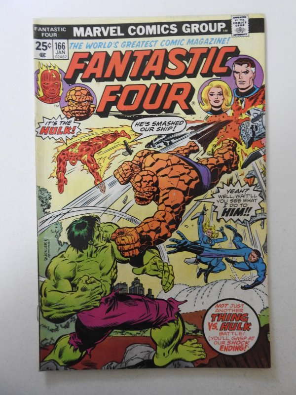 Fantastic Four #166 (1976) VG- Condition! MVS intact! Moisture stain