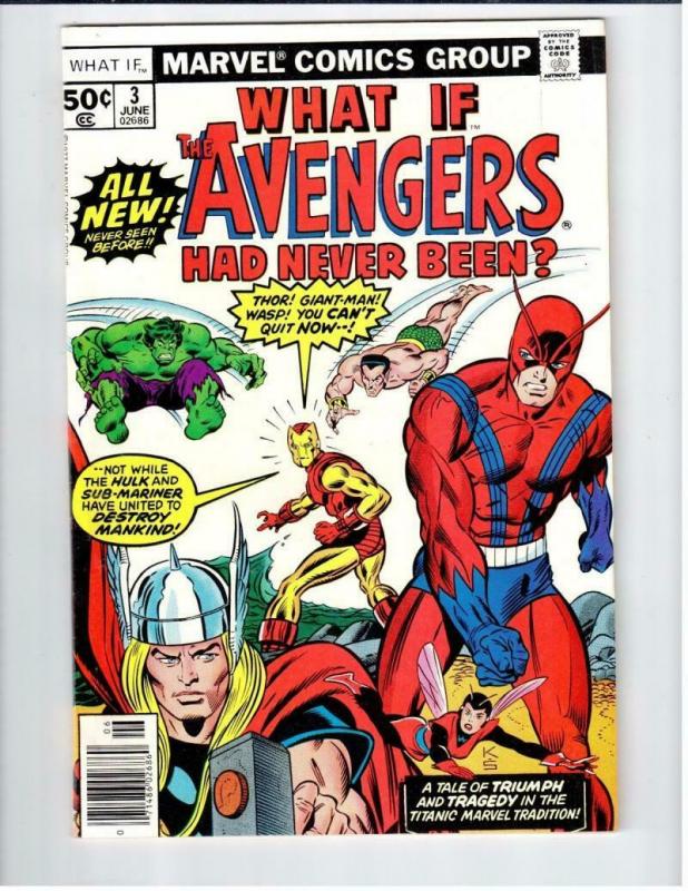 WHAT IF #3, VF, Avengers, Hulk, Thor, Wasp, Iron Man, 1977, Marvel