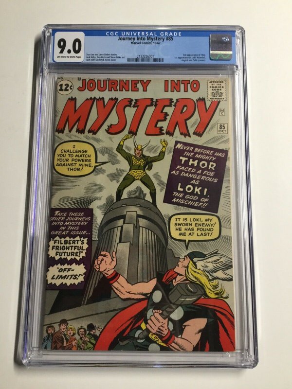 Journey Into Mystery 85 Cgc 9.0 Ow/w Pages Marvel Silver Age 1st Appearance Loki