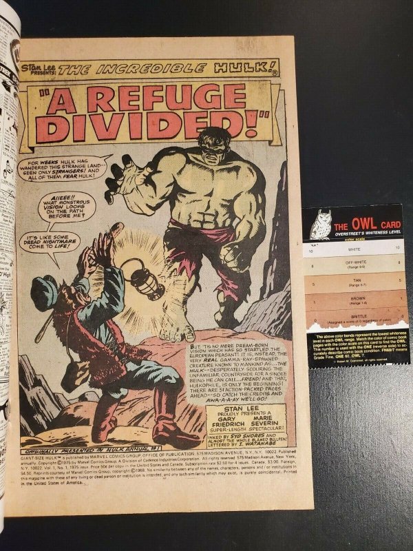 Giant-Size Hulk #1 (1975) VF- 7.5 reprints Hulk Annual #1 great shape bronze|