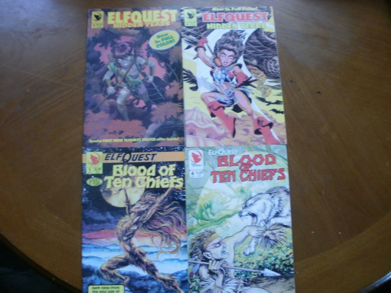 4 Near-Mint Warp ELFQUEST Comic: HIDDEN YEARS #1 #2 & BLOOD OF TEN CHIEFS #1 #4