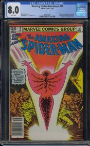 AMAZING SPIDER-MAN ANNUAL #16 CGC 8.0 1ST MONICA RAMBEAU WHITE PAGES NEWSSTAND