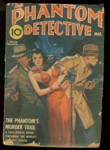 PULP:  PHANTOM DETECTIVE MARCH 1940 MURDER TRAIL PADIO PULP G