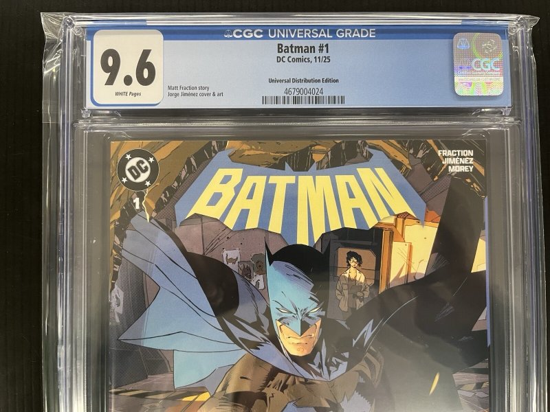 BATMAN #1 CGC 9.6 2025 Universal Dist JORGE JIMENEZ EXCLUSIVE VAR PROSHIPPER