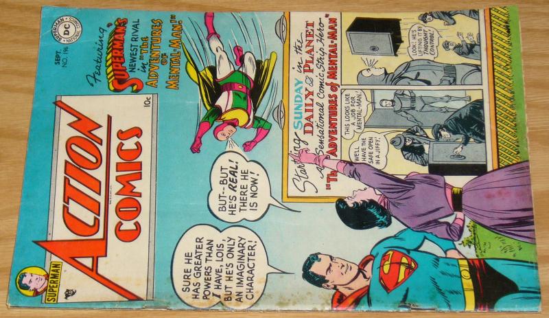 Action Comics #196 VG september 1954 - superman - lois lane - mental-man DC
