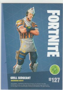 Fortnite Grill Sergeant 127 Uncommon Outfit Panini 2019 trading card series 1