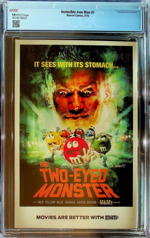 Invincible Iron Man #7  (2016) - CGC 9.8- Cert#4518178022