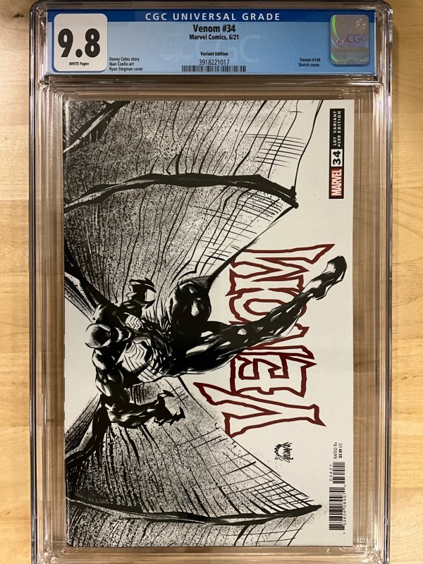 Venom #34 Stegman Sketch Cover (2021) CGC 9.8