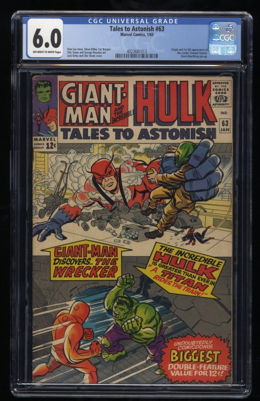 Tales To Astonish #63 CGC FN 6.0 1st Appearance Leader! Jack Kirby!