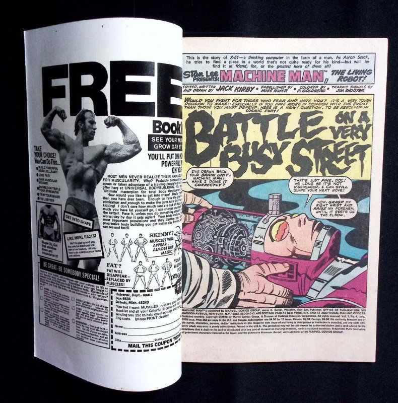 Machine Man #4  Marvel Comics July 1978  Battle on a Busy Street  Jack Kirby  NM