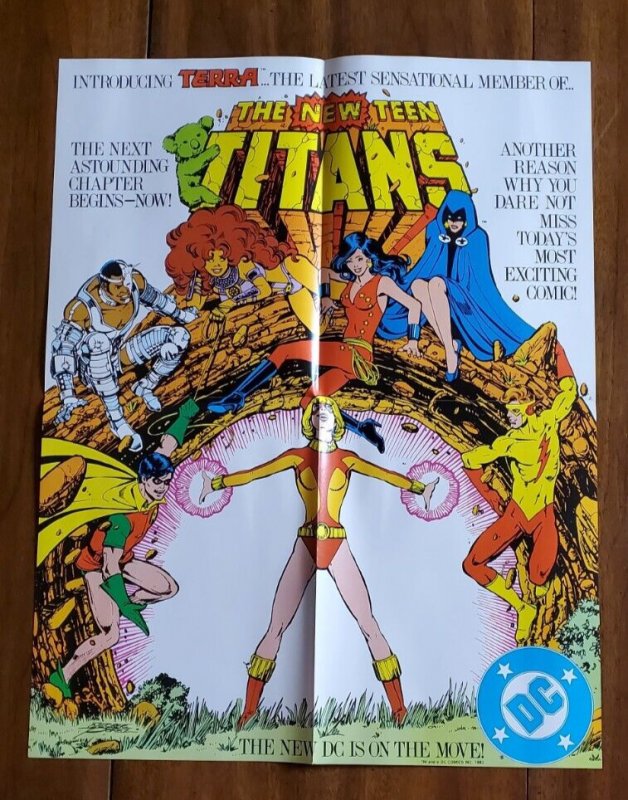 TEEN TITANS ORIGINAL Promo Poster (1982) GEORGE PEREZ art 1st TERRA DC COMICS