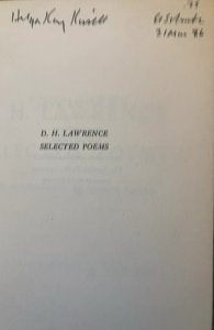 D.H. Lawrence, selected poems, 1959, compass books, 148p