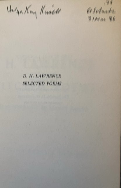 D.H. Lawrence, selected poems, 1959, compass books, 148p