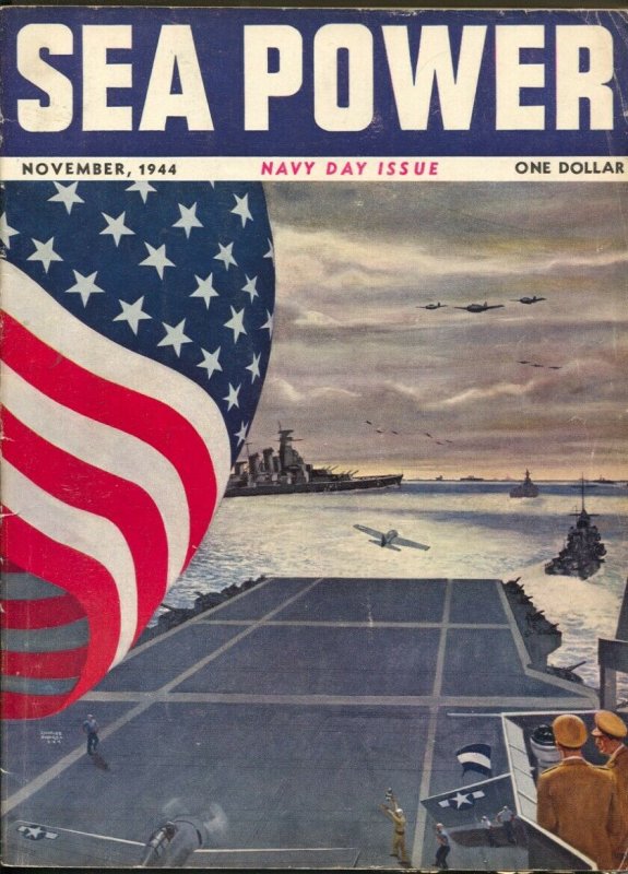 Sea Power 11/1944-American Flagcover-WWII pix & info-violent action-Navy Day-VG