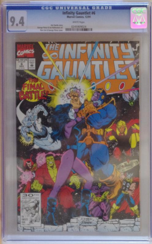 INFINITY GAUNTLET #6, CGC = 9.4, NM, Thanos, Avengers, 1991, more in store