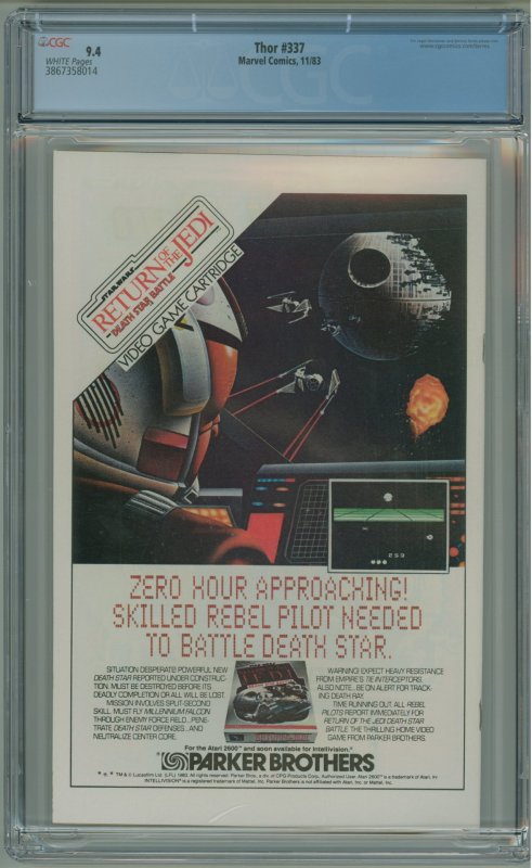 Thor #337 (1983) CGC 9.4! 1st Appearance of Beta Ray Bill!