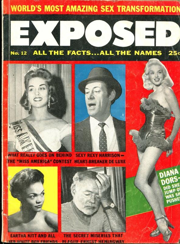 Exposed #12 2/1957-Diana Dors-Eartha Kitt-Hemingway-Natalie Wood-G-