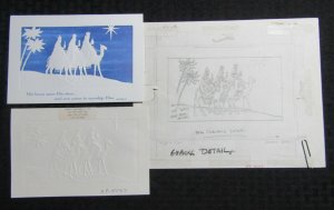 CHRISTMAS Three Wise Men w/ Star Emboss Detail 10x8 Greeting Card Art #X5037