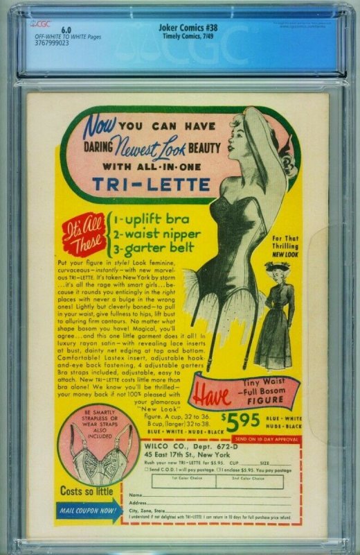 Joker Comics #38 CGC 6.0 1949 MILLIE THE MODEL-Timely 3767999023