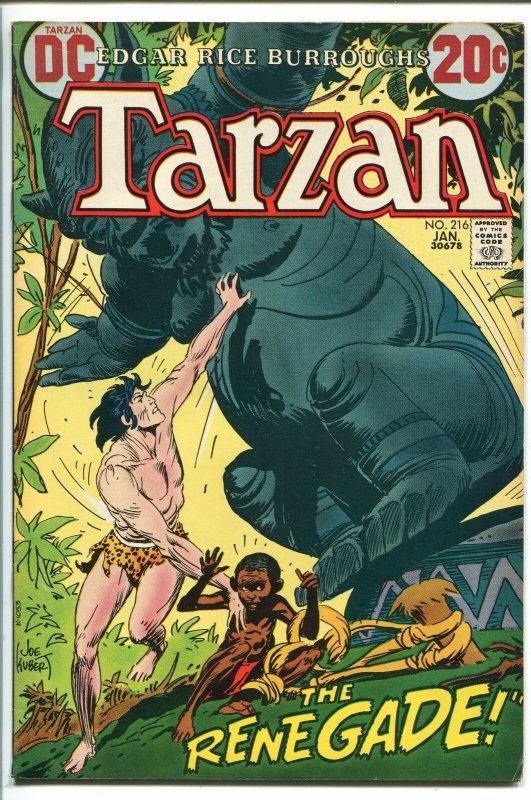 RETURN OF TARZAN #219 1973-DC-EDGAR RICE BURROUGHS-SHARK- KUBERT ART-vf