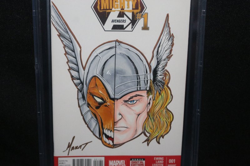 Mighty Avengers #1 - Thor Sketch by Marat Mychaels - CBCS Witnessed - 2013