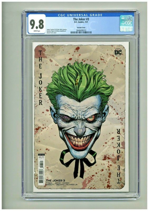 The Joker #3 - David Finch Variant Cover -  CGC 9.8 GORGEOUS SLAB WHITE PAGES.