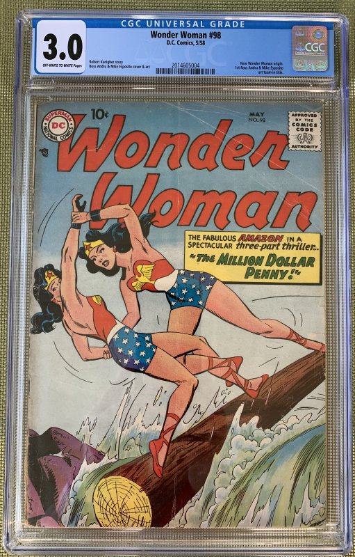 Wonder Woman #98 (1958) CGC 3.0 -- New Silver Age origin; 1st Andru & Esposito