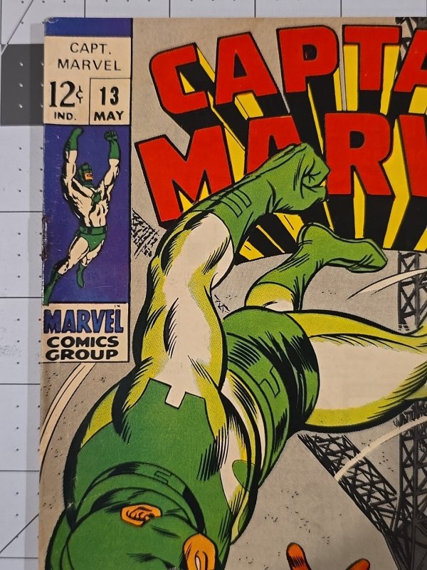 CAPTAIN MARVEL #13 Mar-vell MAN-SLAYER'S DEATH 1969 Marvel Comics See Pics