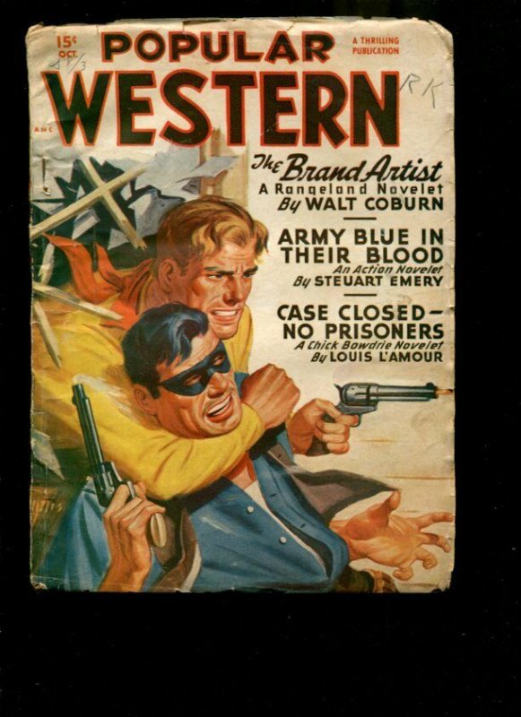 POPULAR WESTERN PULP-1949-OCT-LOUIS A'MOUR-WALT COBURN VG