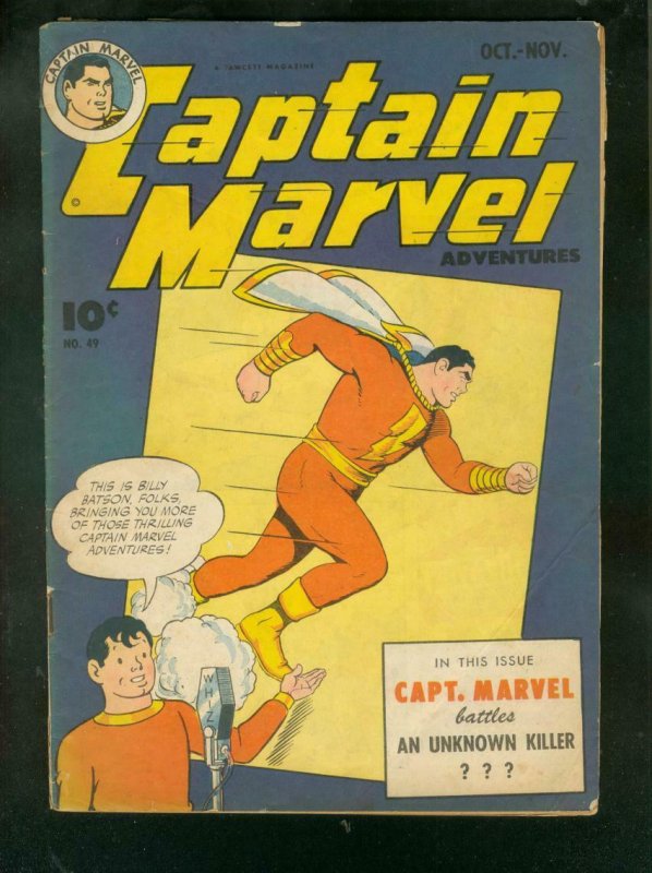 CAPTAIN MARVEL ADVENTURES #49 1945-UNKNOWN KILLER-WW II-good minus G-