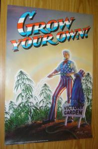 Grow Your Own vintage poster - john pound - uncle sam dope/marijuana underground