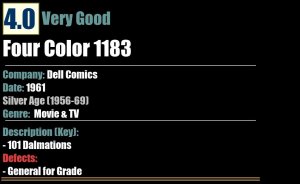 Four Color 1183 (1961) VG 101 Dalmations Dell Comics