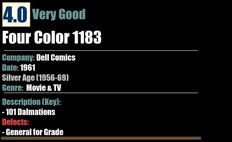 Four Color 1183 (1961) VG 101 Dalmations Dell Comics