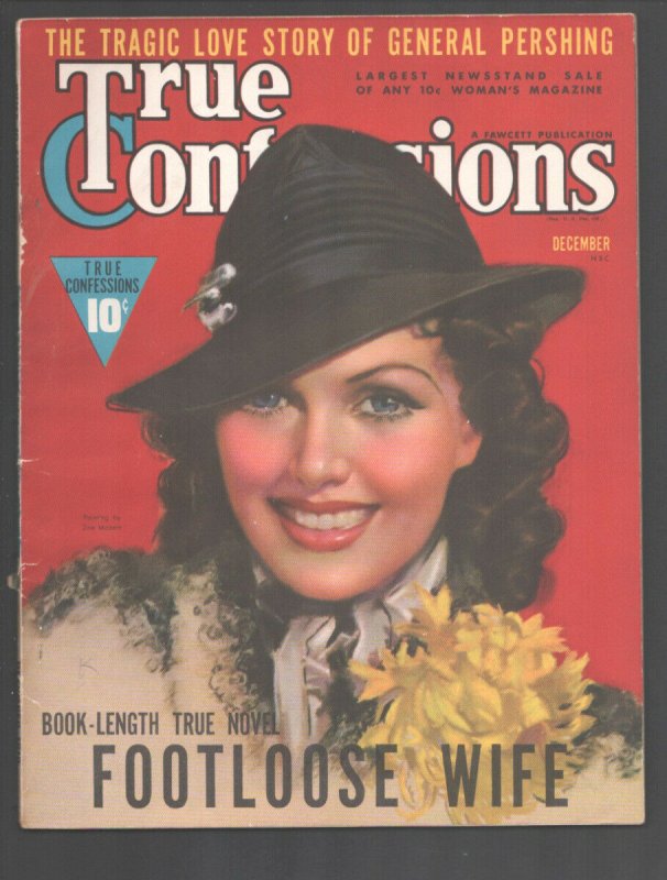 True Confessions 12/1938-Fawcett-Zoe Mozert pretty girl cover-Pershing-pulp-e...