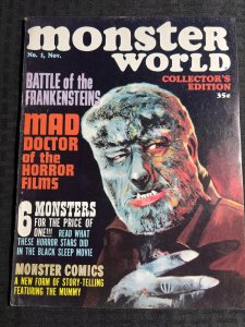 1964 MONSTER WORLD Magazine #1 FN+ 6.5 Frankenstein / Wally Wood / Wolfman