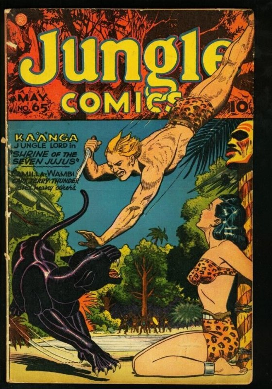 JUNGLE COMICS #65 FICTION HOUSE-BAKER ART-1945 SPICY VG