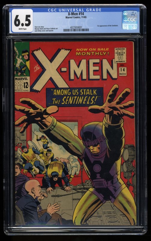 X-Men #14 CGC FN+ 6.5 White Pages 1st Appearance Sentinels!