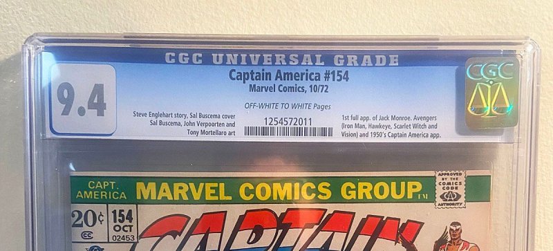 Captain America #154 (CGC 9.4 NM) 1st Jack Monroe , 2nd Steve Englehart (1972)