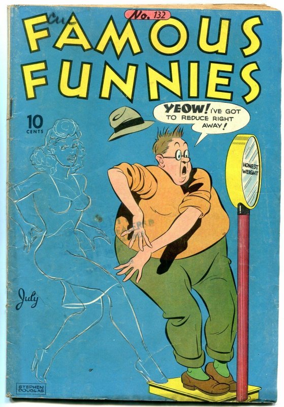 FAMOUS FUNNIES #132 1945-INVISIBLE SCARLETT O'NEIL COVER VG