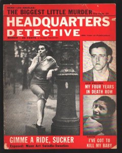 Headquarters Detective 3/1956-Hooker cover-Mann Act Swindle Sweeties-Four Yea...